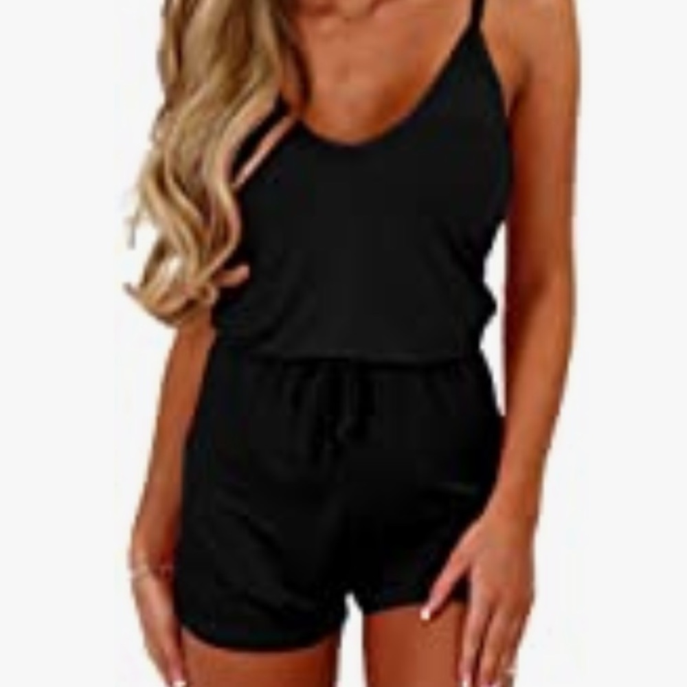 💕2/25 Dreamskull Short Cami Romper Spaghetti Strap Adjustable Drawstring Sz S